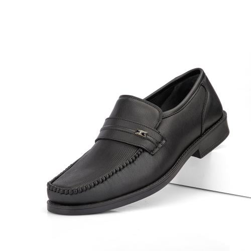 حذاء رسمي جلد طبيعي أسود صنع إيطالي