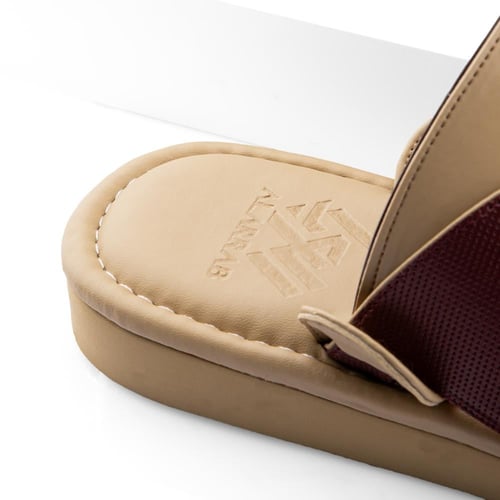 نعال شرقي طبي جلد خمري وبيج