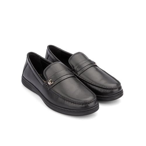 حذاء رسمي أسود سادة جلد طبيعي عالي الجودة