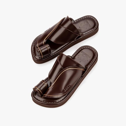 صندل وطني شرقي جلد طبيعي بني