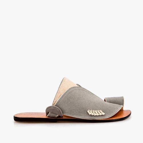 حذاء شرقي وطني جلد طبيعي رمادي، زيتي وبيج