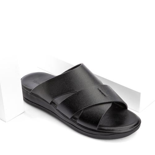 نعال خليجي طبي جلد اسود طبيعي