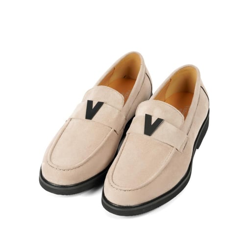 جزمة رسمية ايطاليه جلد طبيعي مخمل بلون بيج