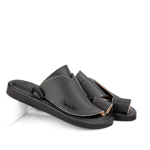 نعال شرقي وطني طبي من الجلد الاسود الطبيعي