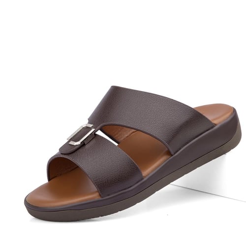 نعال شرقي طبي جلد طبيعي بني وعسلي مميز