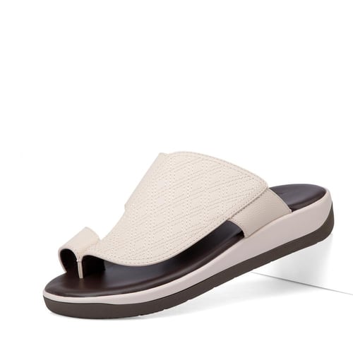 نعال شرقي جلد بيج وارضية طبية بني