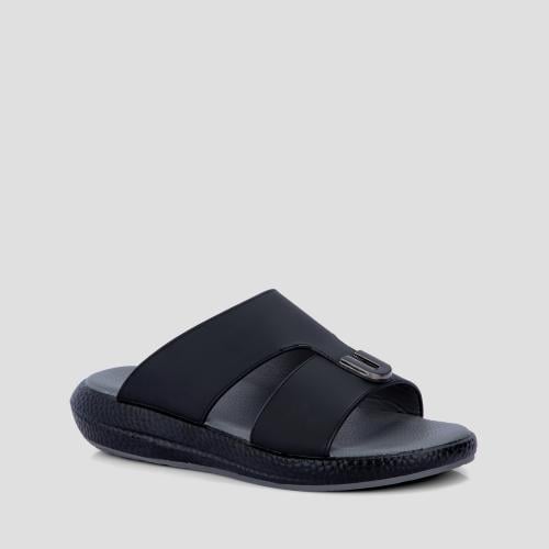 نعال شرقي طبي جلد أسود سادة من فيكتور كلارك