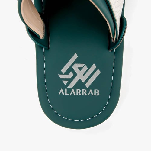 نعال وطني جلد طبيعي أبيض وفيروزي