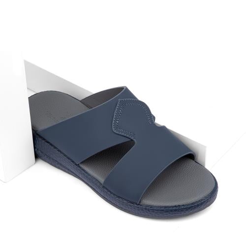 نعال خليجي طبي جلد كحلي وارضية رمادي