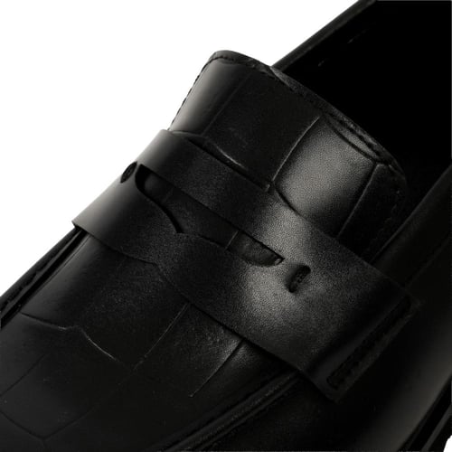 حذاء لوفر اسود أنيق من الجلد الطبيعي الفاخر تمساح