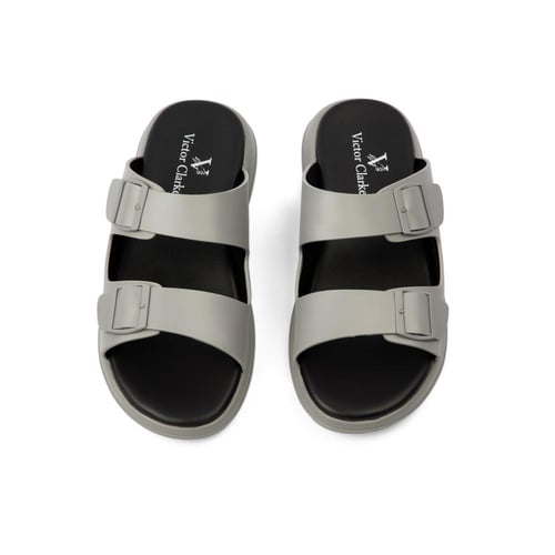 نعال خليجي جلد رمادي و أرضية سوداء طبية ماركة فيكت...