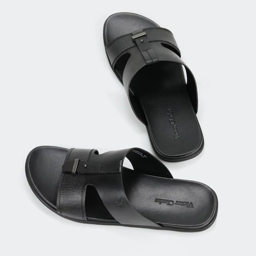 نعال جلد أسود طبي من فيكتور كلارك