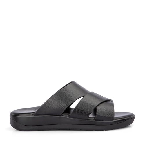 نعال خليجي طبي جلد اسود طبيعي