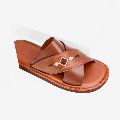 نعال طبي إيطالي بني بدون إصبع بأرضية مريحة