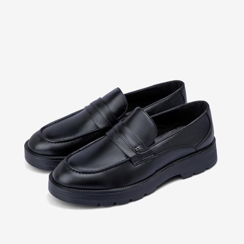 حذاء لوفر اسود جلد طبيعي مطفي