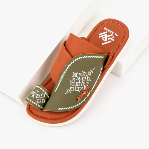 نعال زبيري وطني شرقي بتطريز فاخر باللونين الزيتي و...