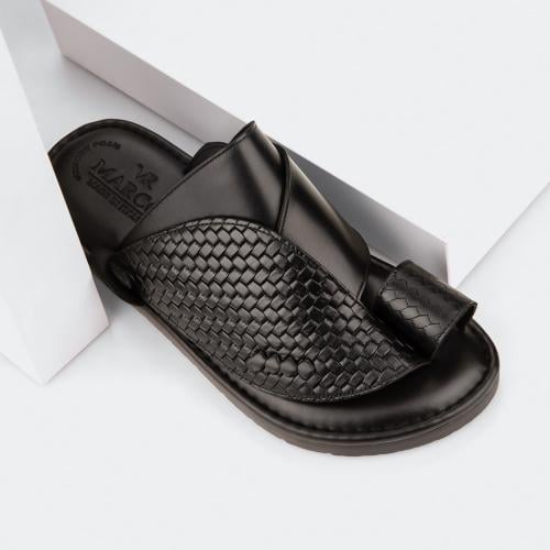 حذاء شرقي إيطالي أسود بنقشة مضفرة فاخرة