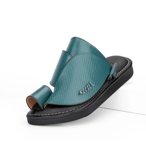 نعال شرقي طبي جلد فيروزي غامق