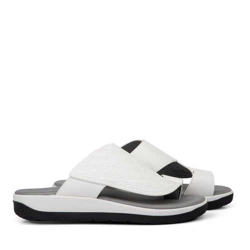 نعال خليجي جلد ابيض طبيعي وارضية رمادي طبية