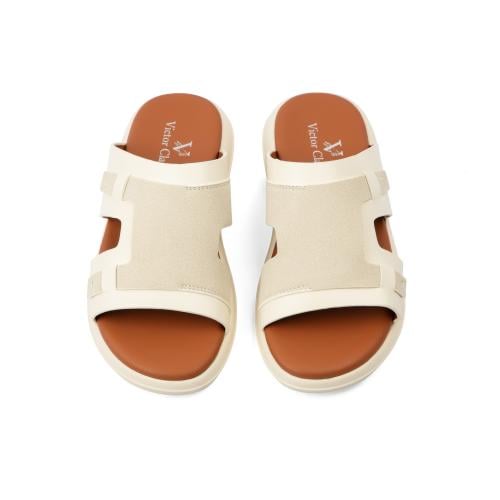 نعال شرقي خليجي جلد كريمي ماركة فيكتور كلارك