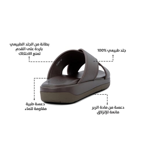 نعال خليجي طبي من الجلد الايطالي البني