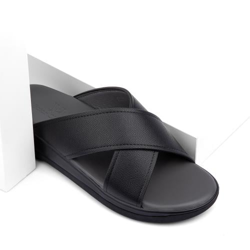 نعال خليجي طبي من الجلد الايطالي الاسود الرائع