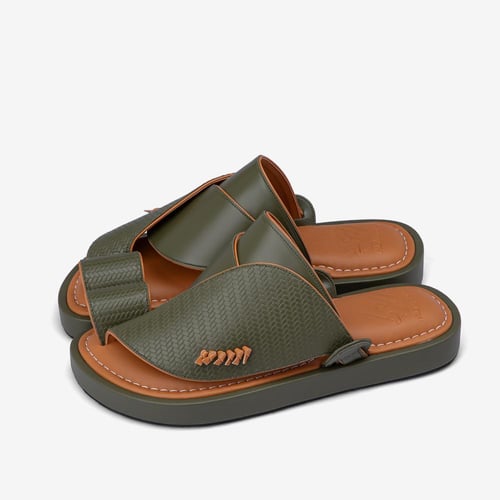 نعال شرقي وطني من الجلد الزيتي الخلاب