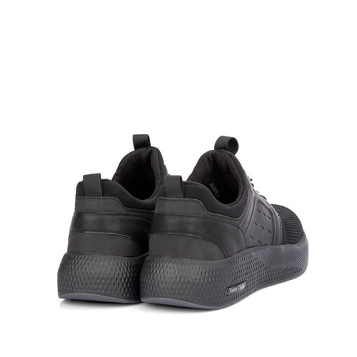 حذاء رياضة قماش وجلد اسود طبي من فيكتور كلارك