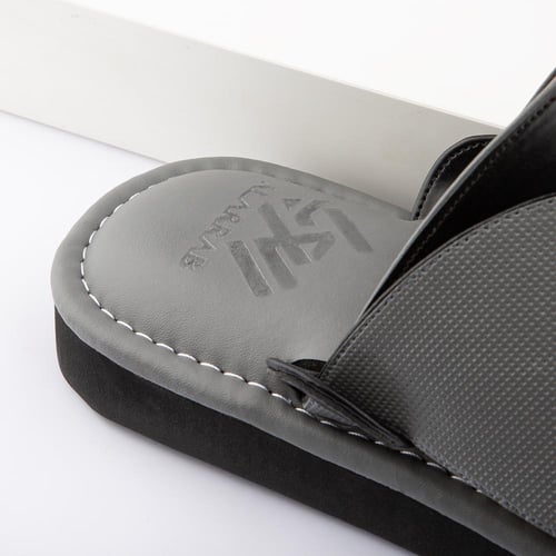 نعال شرقي سعودي طبي جلد أسود ورمادي