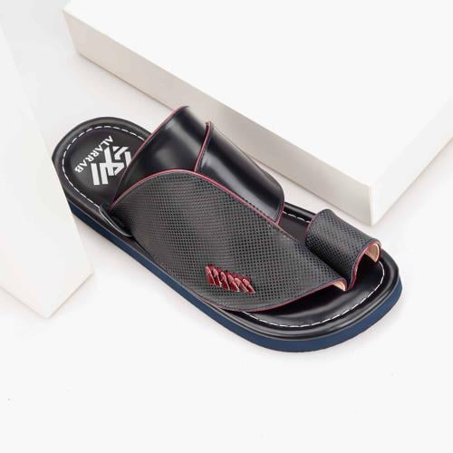 صندل وطني شرقي بجلد طبيعي أسود وأزرق