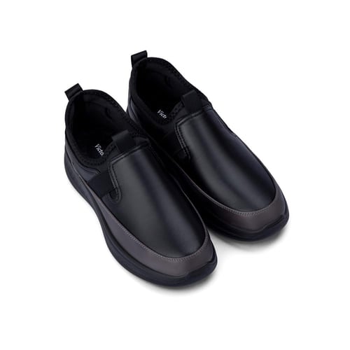 حذاء كاجوال طبي من فيكتور كلارك - جلد اسود ورمادي