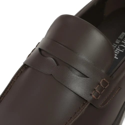 حذاء لوفر كافي أنيق من الجلد الطبيعي اللامع