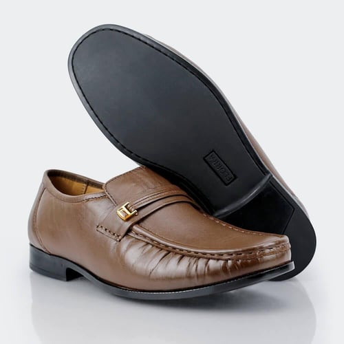 حذاء رسمي كلاسيكي من الجلد الطبيعي البني