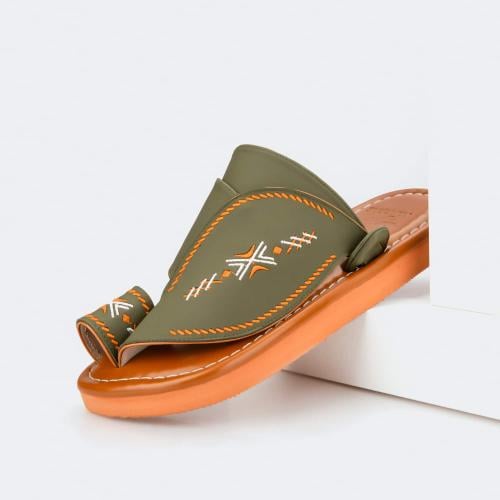 مداس زبيري وطني شرقي زيتي بتطريز فاخر