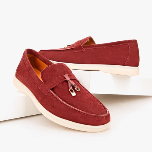 حذاء طبي رسمي من الشامواه الخمري