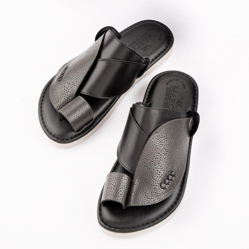 نعال رجالي جلدي أسود طبي إيطالي