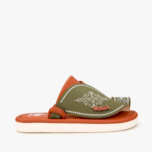 نعال زبيري وطني شرقي بتطريز فاخر باللونين الزيتي و...