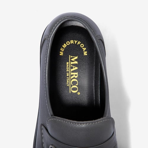 حذاء ماركو رسمي جلد طبيعي رصاصي ونعل طبي