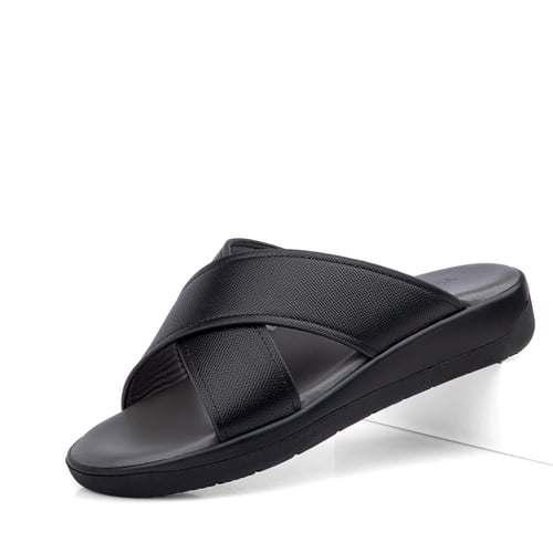 نعال خليجي طبي من الجلد الايطالي الاسود الرائع