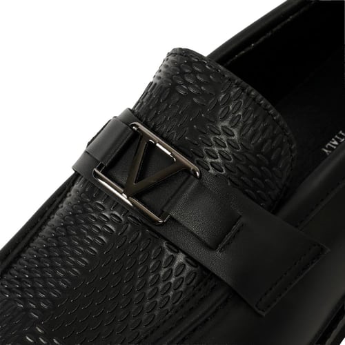 جزمه لوفر اسود أنيق من الجلد الطبيعي