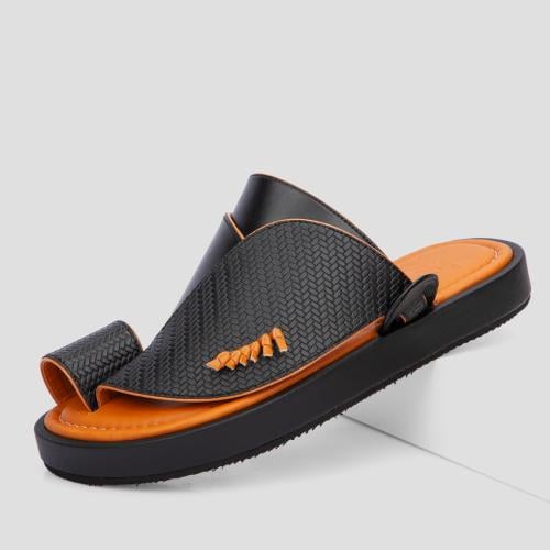 حذاء شرقي سعودي بأفضل خامات الجلد الأسود والبرتقال...