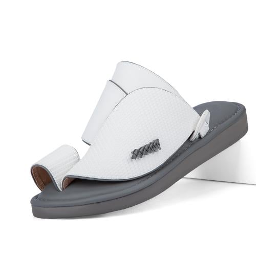 حذاء شرقي طبي جلد طبيعي أبيض ورمادي