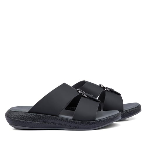 نعال خليجي طبي جلد طبيعي اسود و رمادي