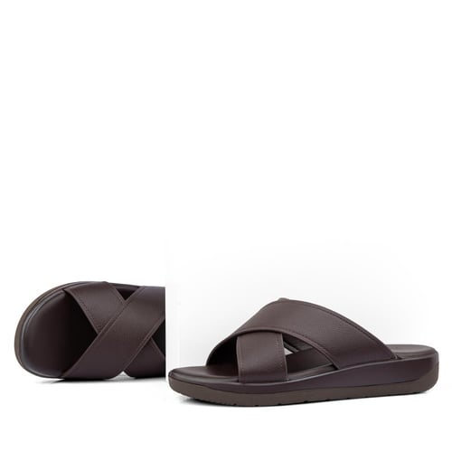 نعال خليجي طبي من الجلد الايطالي البني