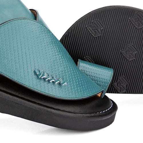 نعال شرقي طبي جلد فيروزي غامق