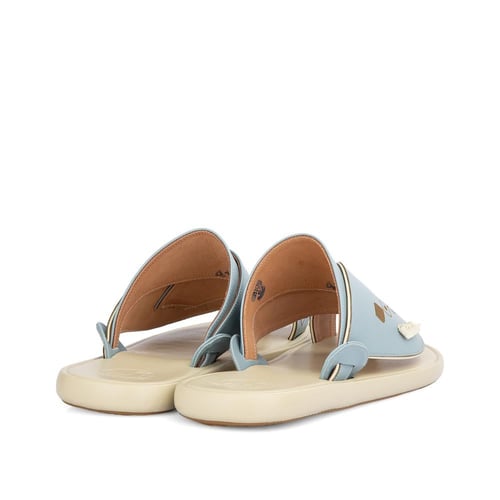 حذاء شرقي طبي جلد طبيعي سماوي مطرز