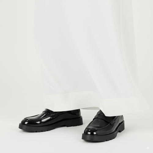 حذاء لوفر أسود جلد لامع بنقشة تمساح