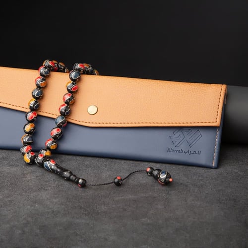 سبحه كوك فضه 12 ملي أحمر وأصفر