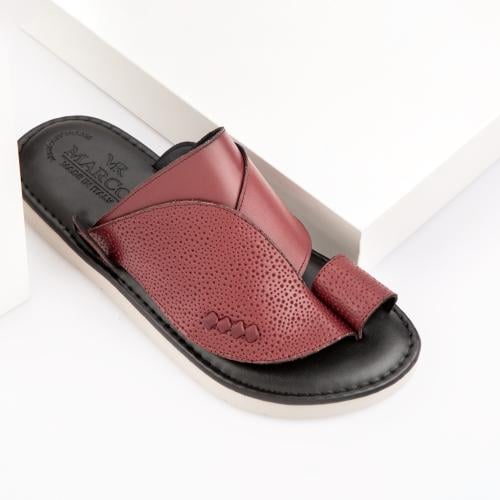 نعال شرقي رجالي جلد عنابي طبي ايطالي