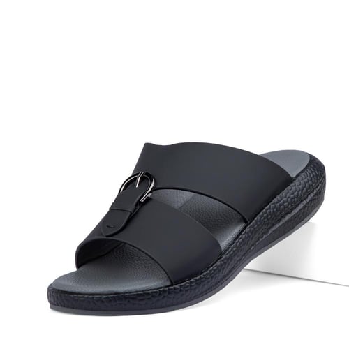 نعال خليجي طبي جلد طبيعي اسود و رمادي